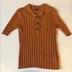 Ribbed Quarter Sleeve Orange Blouse